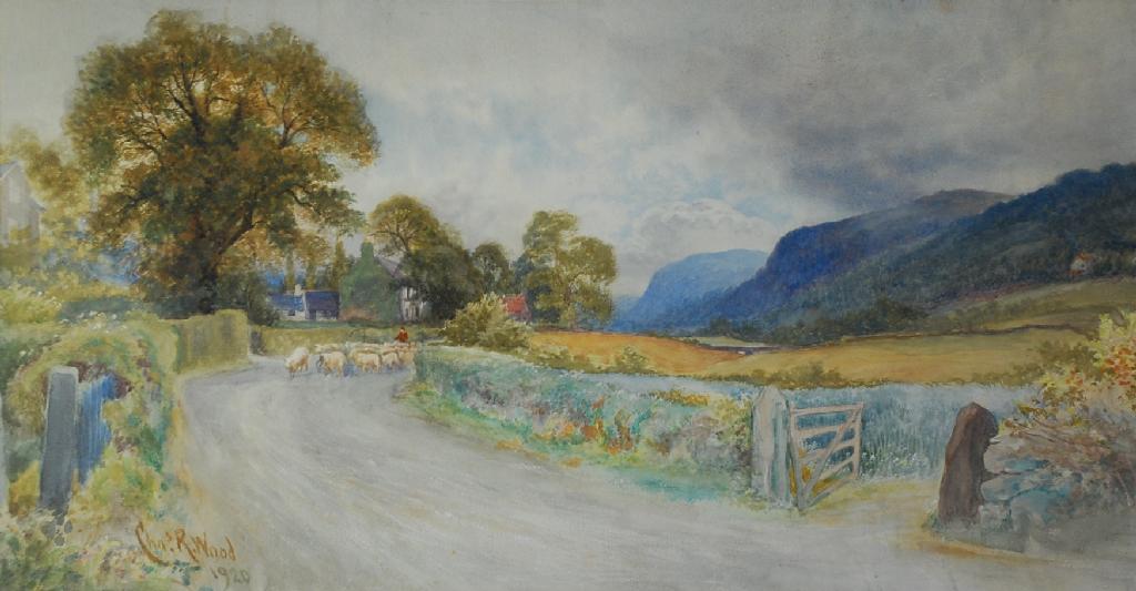 Appraisal: CHARLES R WOOD LIVERPOOL WATER COLOUR DRAWING Rural scene with