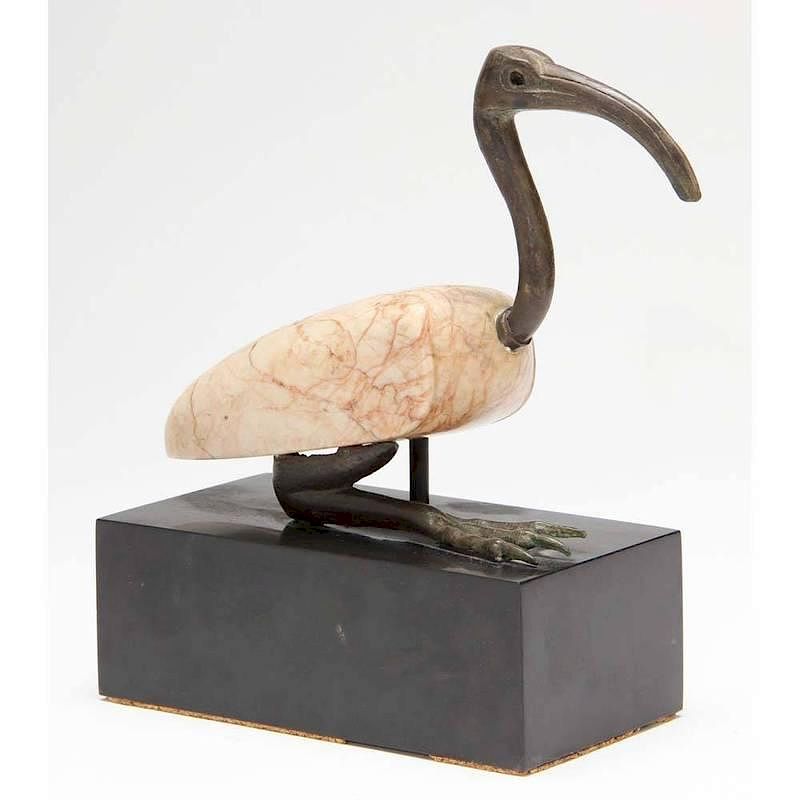 Appraisal: Ancient Egyptian Bronze and Marble Sacred Ibis XXVth - XXVIth