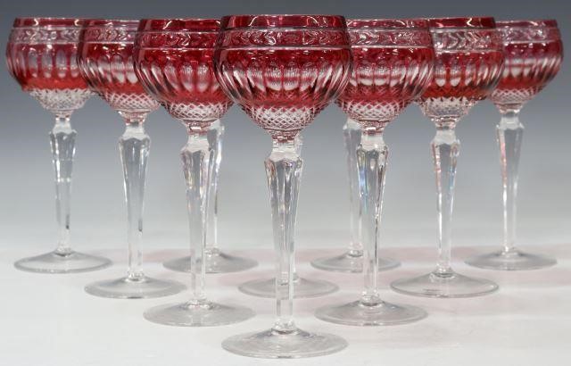 Appraisal: lot of Wedgwood Crown Ruby hock wine stems ruby-cut-to-clear bowl