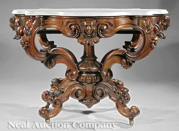 Appraisal: An American Rococo Carved Rosewood Center Table mid- th c