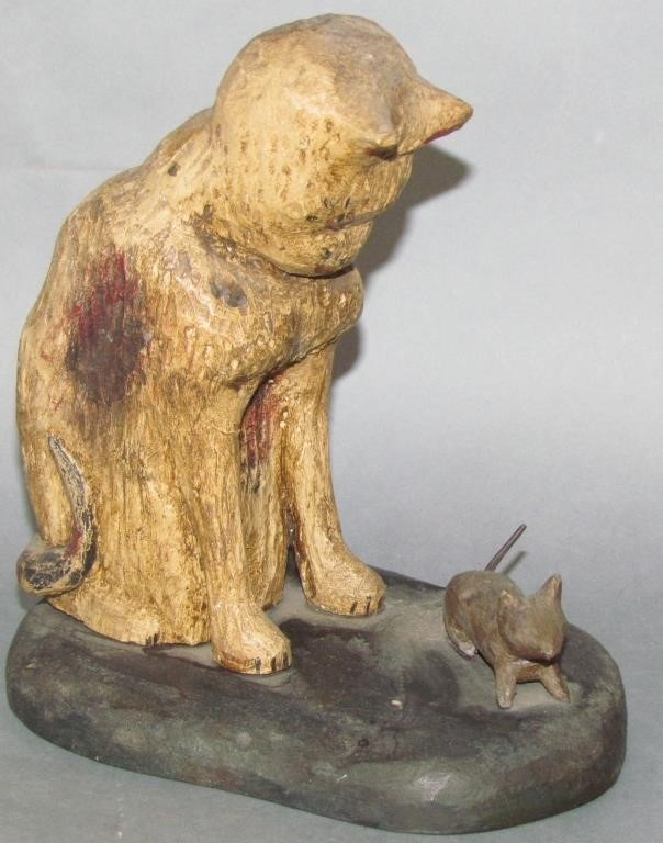 Appraisal: WALTER JUNE GOTTSHALL CAT MOUSE CARVINGinitialed and dated no damage