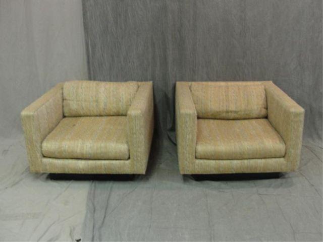 Appraisal: Pair of Midcentury Upholstered Club Chairs From a Stamford CT