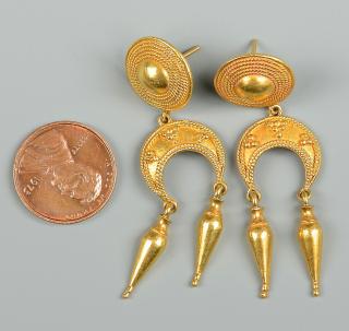 Appraisal: Pair of k Byzantine Gold Earrings Pair k yellow gold