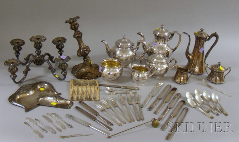 Appraisal: Two Silver Plated Tea Sets a Convertible Candelabra and Silver