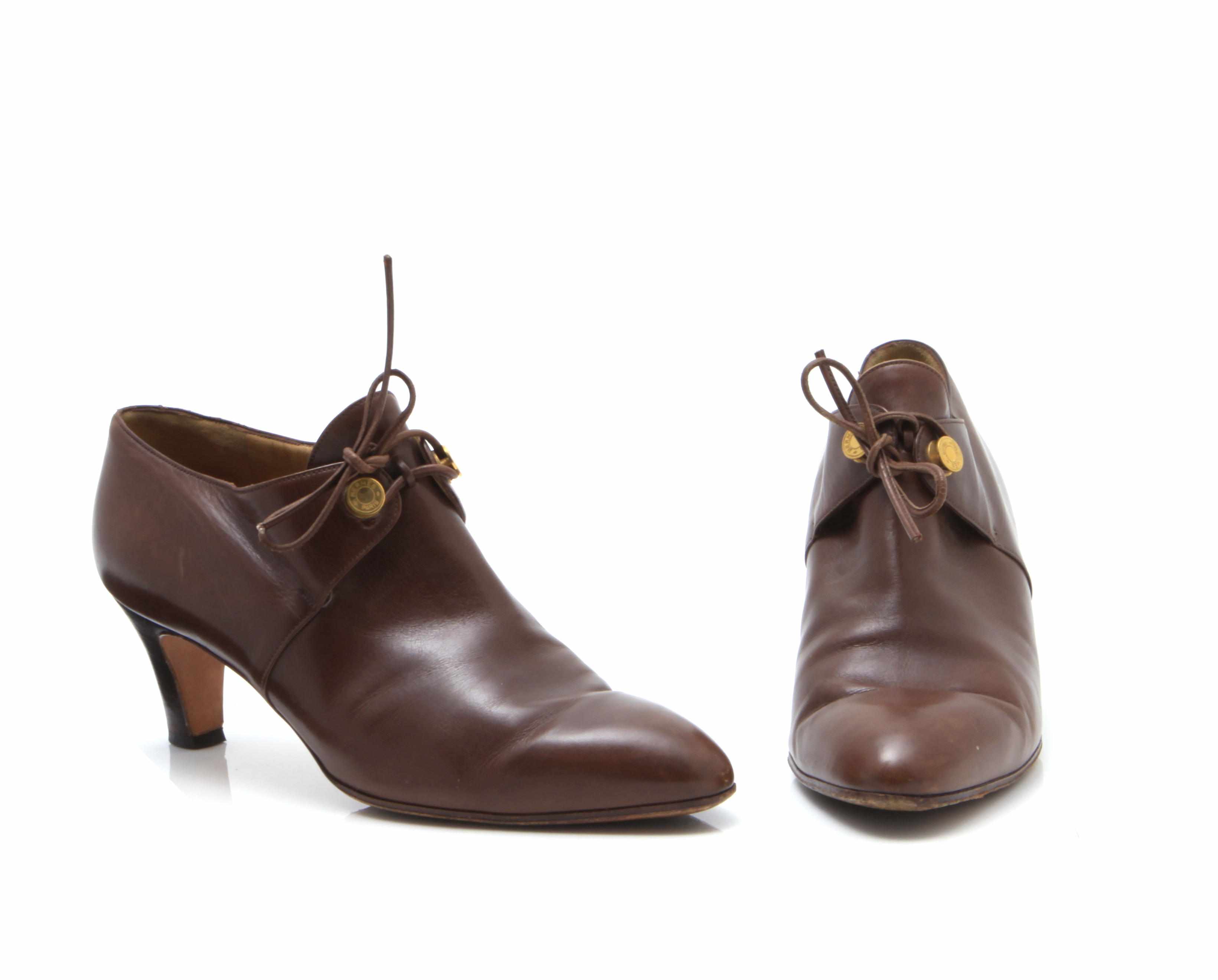 Appraisal: A pair of Herms brown leather ankle boots size