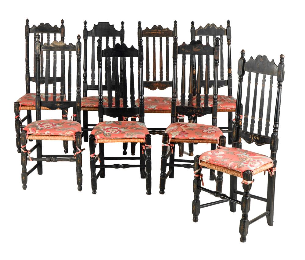 Appraisal: SET OF EIGHT AMERICAN PAINTED WOOD SIDE CHAIRS th century