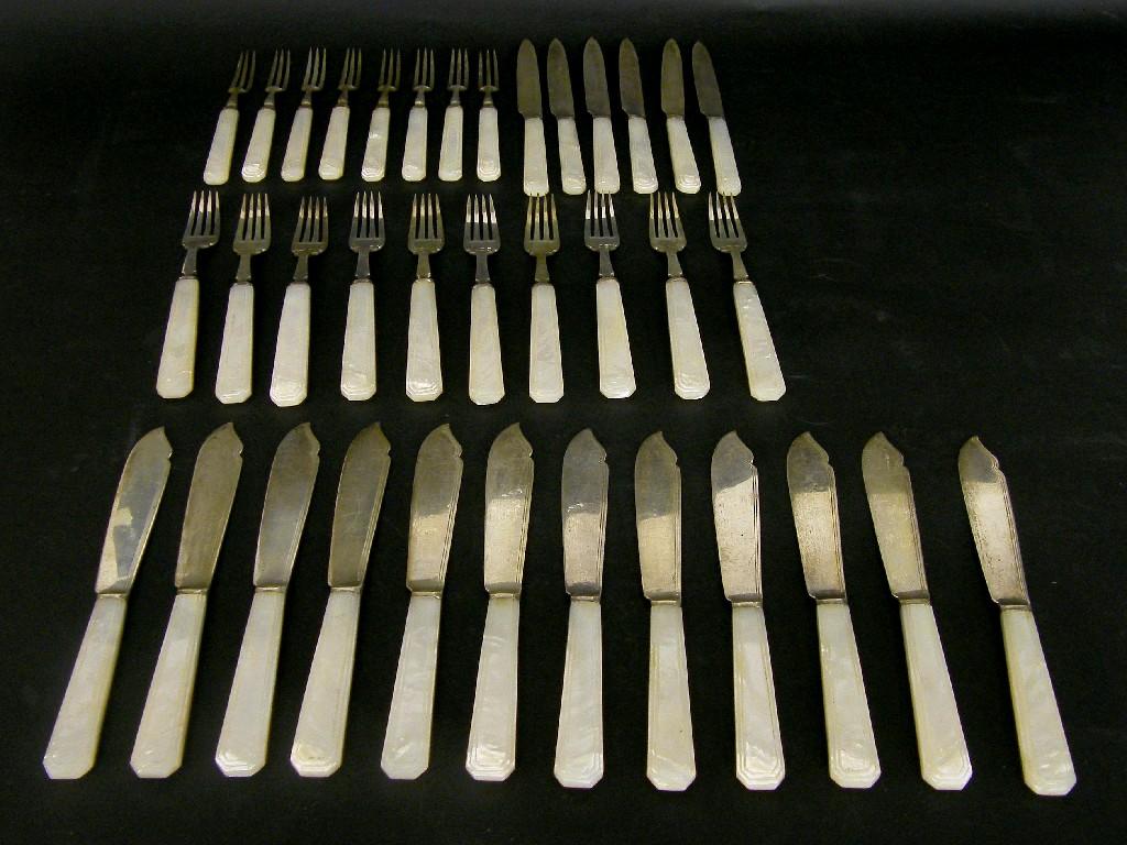 Appraisal: Quantity of mother of pearl handled silver cutlery to include