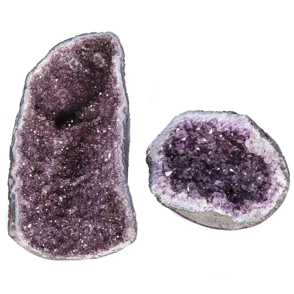 Appraisal: Two Cathedral Amethyst Geodes Fine quality examples Condition Good condition