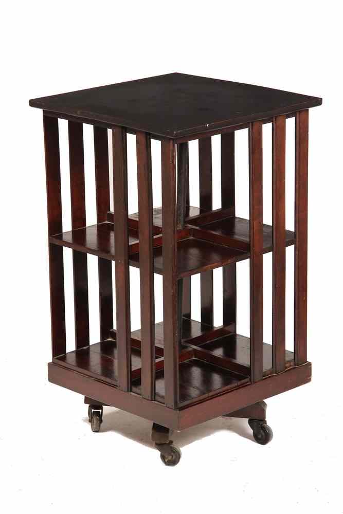 Appraisal: ROTATING BOOKCASE - American Walnut Rotating Bookcase ca with slatted