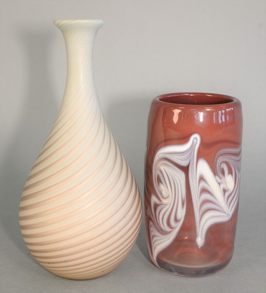 Appraisal: Two Art Glass Pieces one by Dominick Labino - red