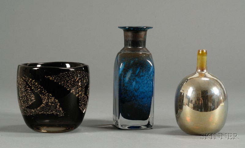 Appraisal: Three Modern Art Glass Vases Nuutajarvi Motzfeldt and Boda Bruks