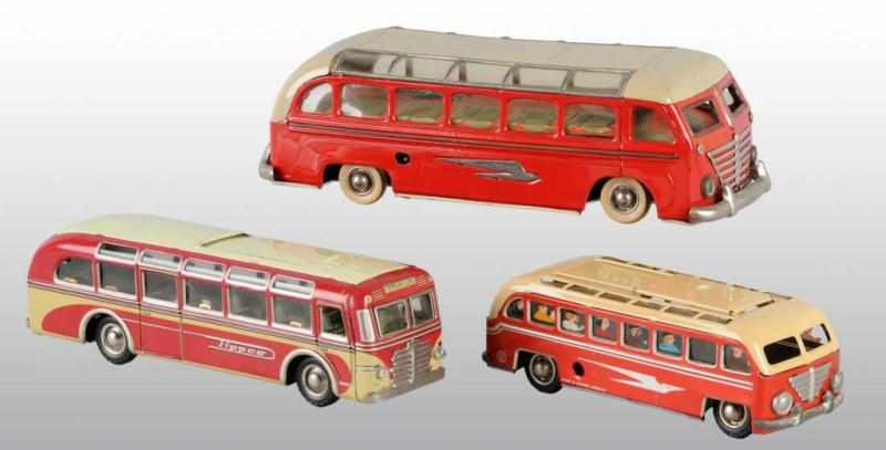 Appraisal: Lot of Tin Bus Wind-Up Toys Description German Working One