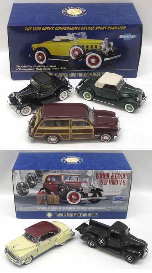 Appraisal: EIGHT FRANKLIN MINT SCALE MODEL COLLECTOR VEHICLES including Ford Tudor