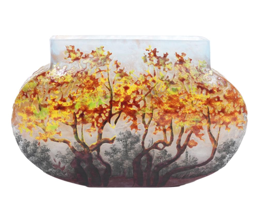 Appraisal: DAUM NANCY CAMEO GLASS PILLOW VASEDaum Nancy glass pillow vase