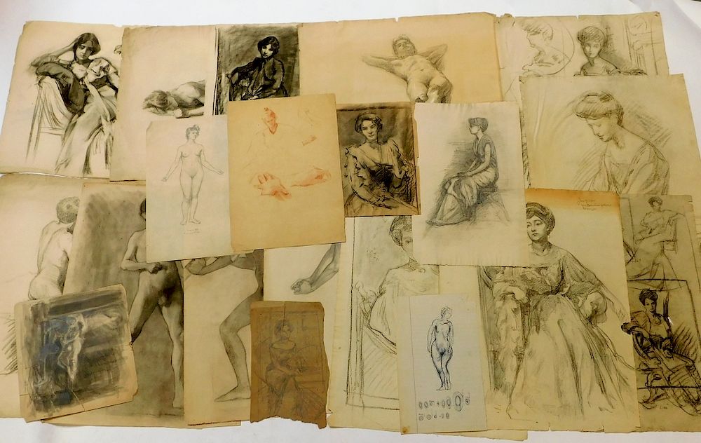 Appraisal: William Haskell Coffin Anatomy Study Drawing Group William Henry Haskell