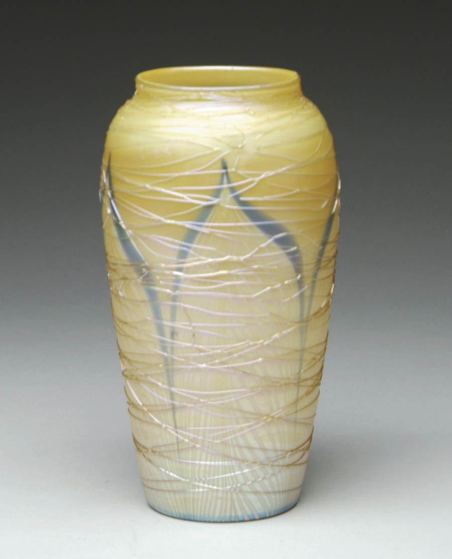 Appraisal: DURAND SHOULDER VASE Wonderful Durand shoulder vase is citron colored