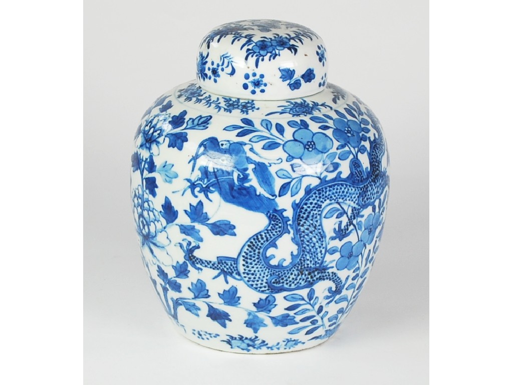 Appraisal: NINETEENTH CENTURY CHINESE BLUE AND WHITE PORCELAIN GINGER JAR AND