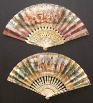 Appraisal: A Pair of Hand Painted Fans C th Century Both