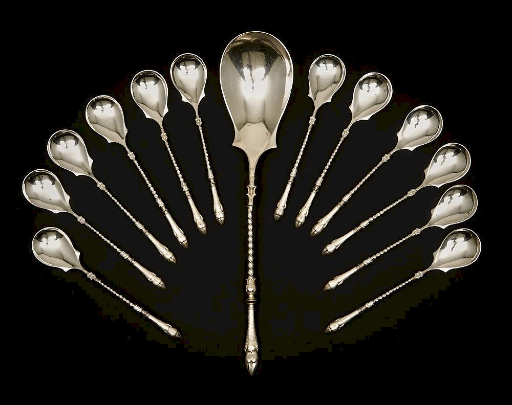 Appraisal: Set of Dutch silver demitasse spoons Set of Dutch silver