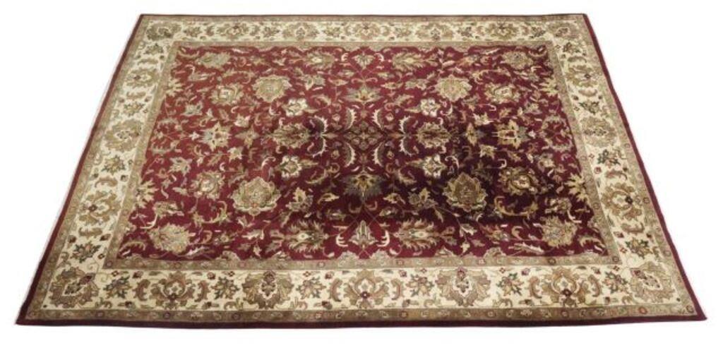 Appraisal: HAND-TIED JAIPUR RUG INDIA ' X ' Hand-tied Jaipur rug