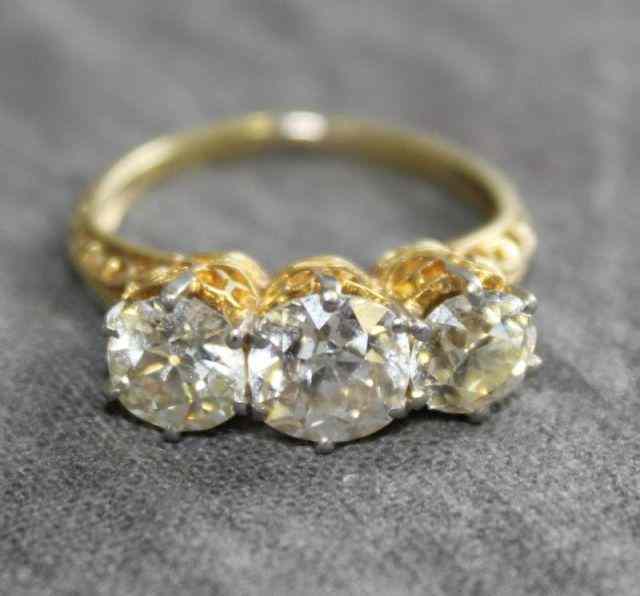 Appraisal: K Yellow Gold Ring Set with Old European CutDiamonds One