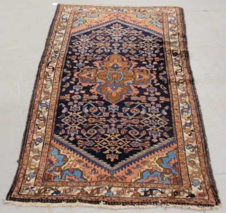 Appraisal: Persian oriental mat blue center and floral patterns x