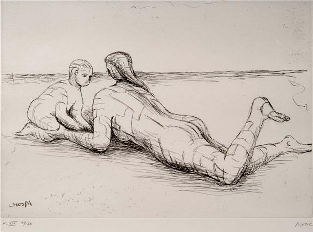 Appraisal: HENRY MOORE - - 'Mother and child plate XIX '