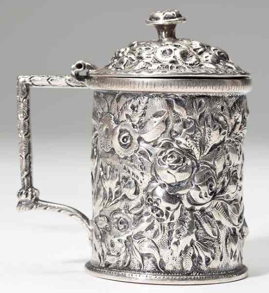 Appraisal: Baltimore Silver Repousse Mustard Potcirca marked ''Warner'' likely for Andrew