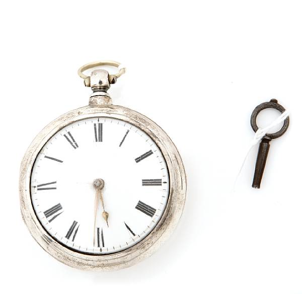 Appraisal: A silver open face pocket watch with key wind