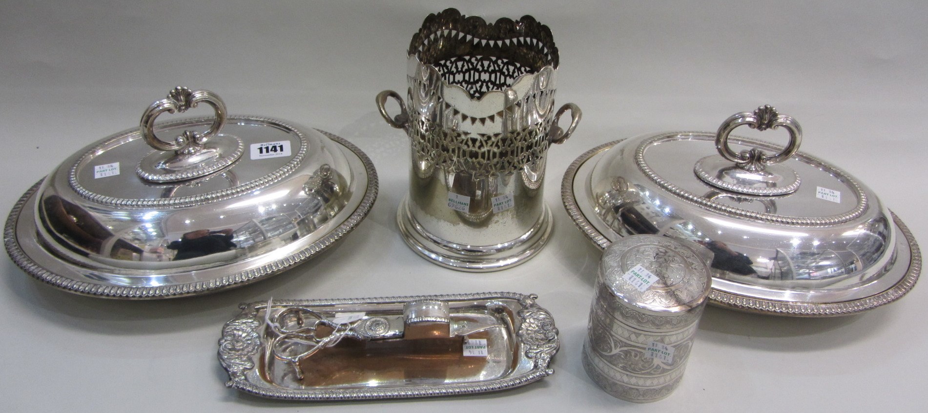 Appraisal: Plated wares comprising a pair of oval lidded entree dishes