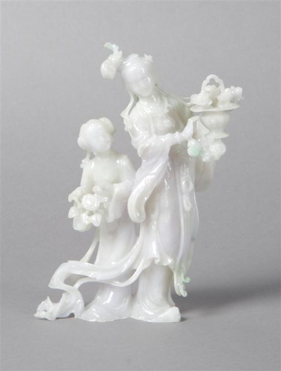 Appraisal: A Burmese Jadeite Carving of a Lady Height inches