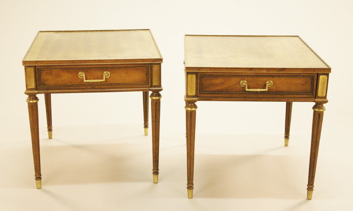 Appraisal: Pair of Louis XVI-Style Mahogany End Tables each with a