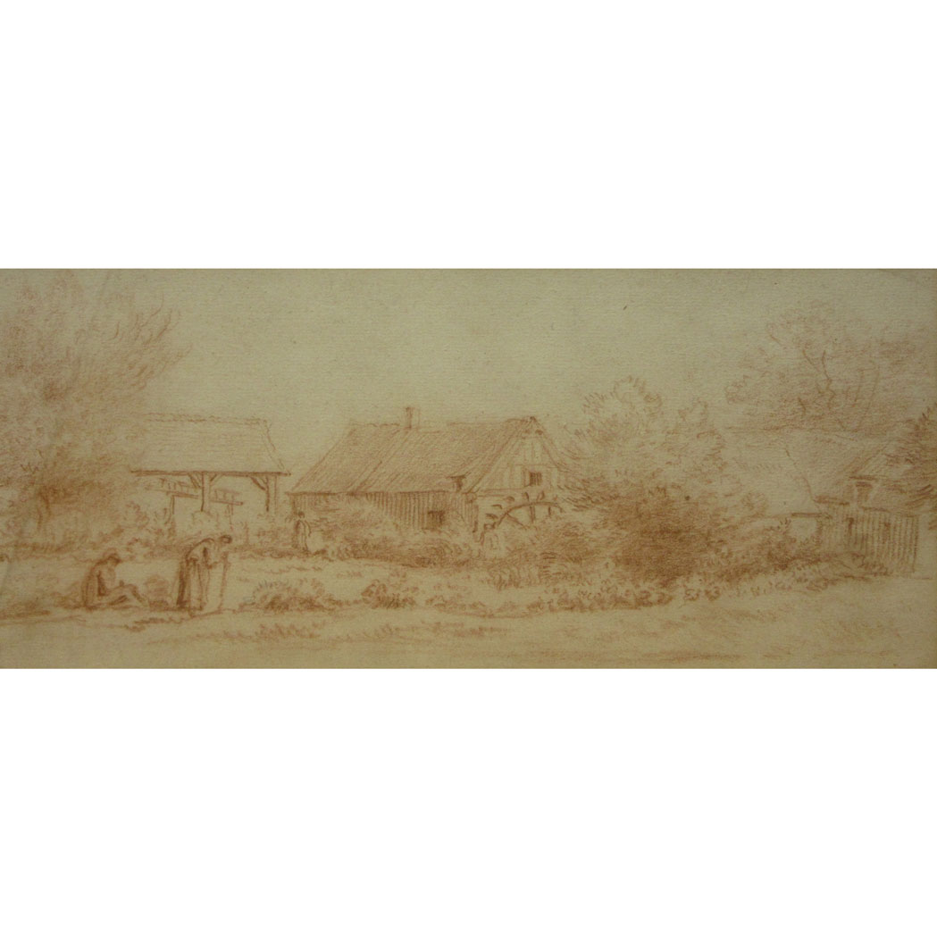 Appraisal: French School th Century Landscape with a Cottage Inscribed Vue