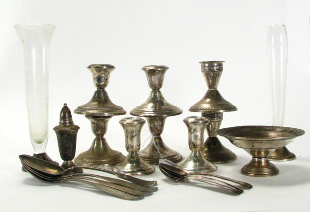 Appraisal: Group of weighted sterling and silver plate including four pair