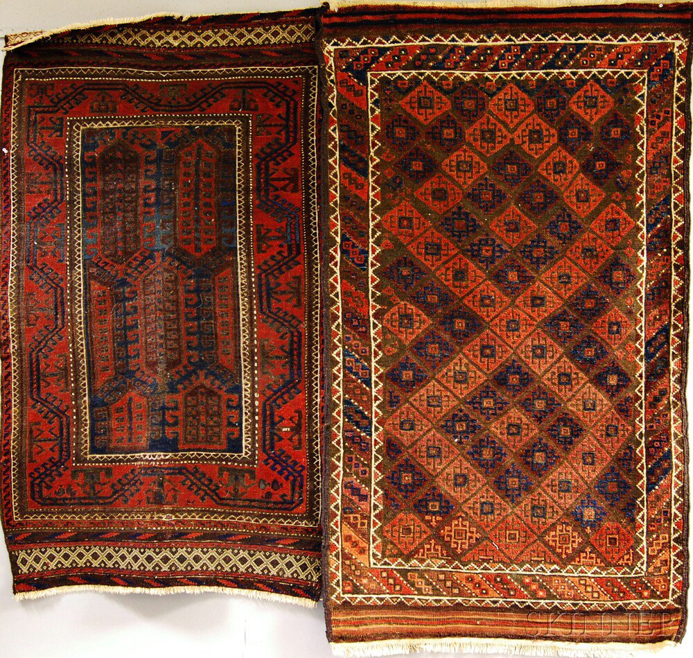 Appraisal: Two Baluch Rugs Northeast Persia late th century ft in