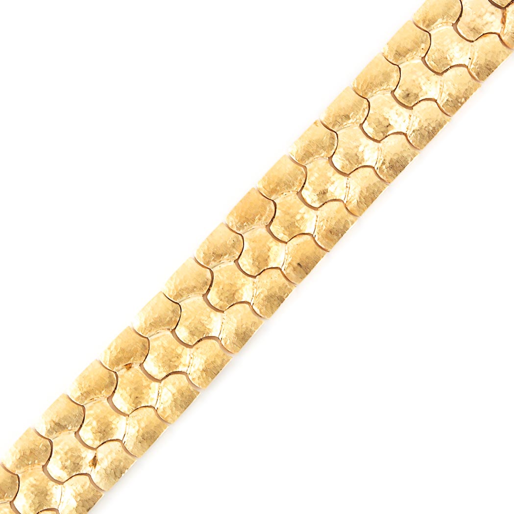 Appraisal: Wide Gold Bracelet kt ap dwt Length inches