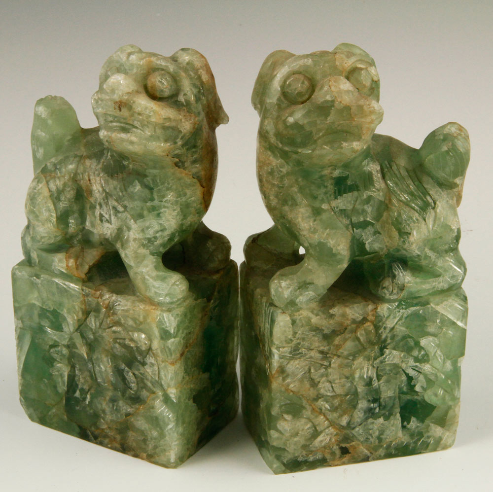 Appraisal: - Chinese Quartz Foo Dogs Two antique foo dogs China