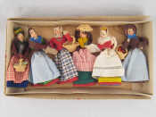 Appraisal: Six egg cosies in the form of miniature dolls all