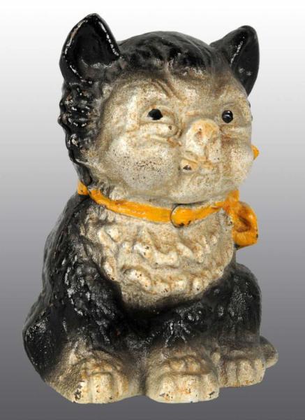 Appraisal: Cast Iron Cat with Bow Still Bank Description Manufactured by