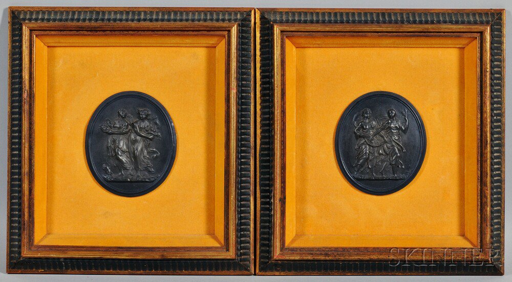 Appraisal: Pair of Wedgwood Self-framed Black Basalt Plaques England th century