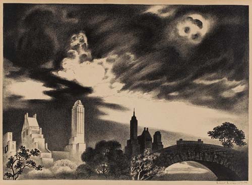 Appraisal: LOUIS LOZOWICK Angry Skies Lithograph x mm x inches wide