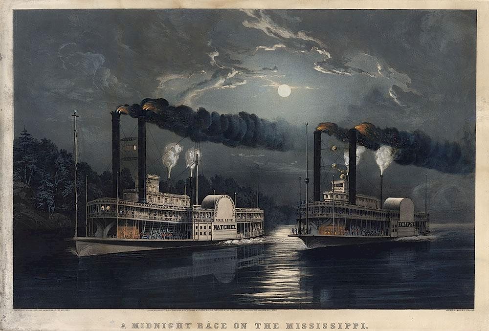 Appraisal: Midnight Race on the Mississippi - Original Large Folio Currier