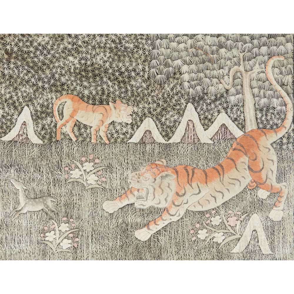 Appraisal: POSSIBLY VIETNAMESE EMBROIDERED PANEL CIRCA coloured silks silk threads and