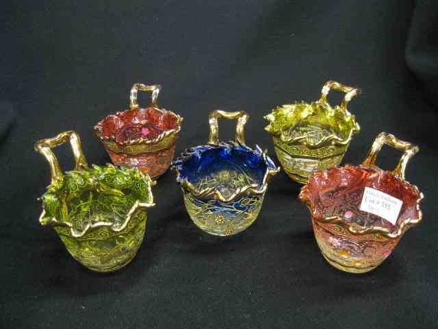 Appraisal: Moser Art Glass Cups rich color to clear with enameled