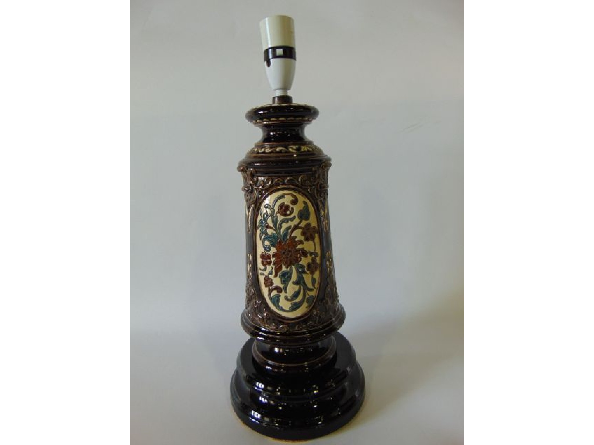 Appraisal: A heavy early th century German majolica lamp base by