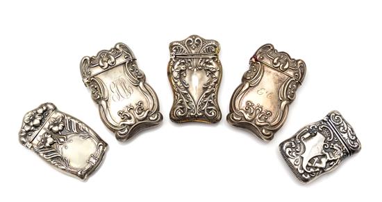 Appraisal: Sale Lot A Collection of Five American Silver Vesta Cases