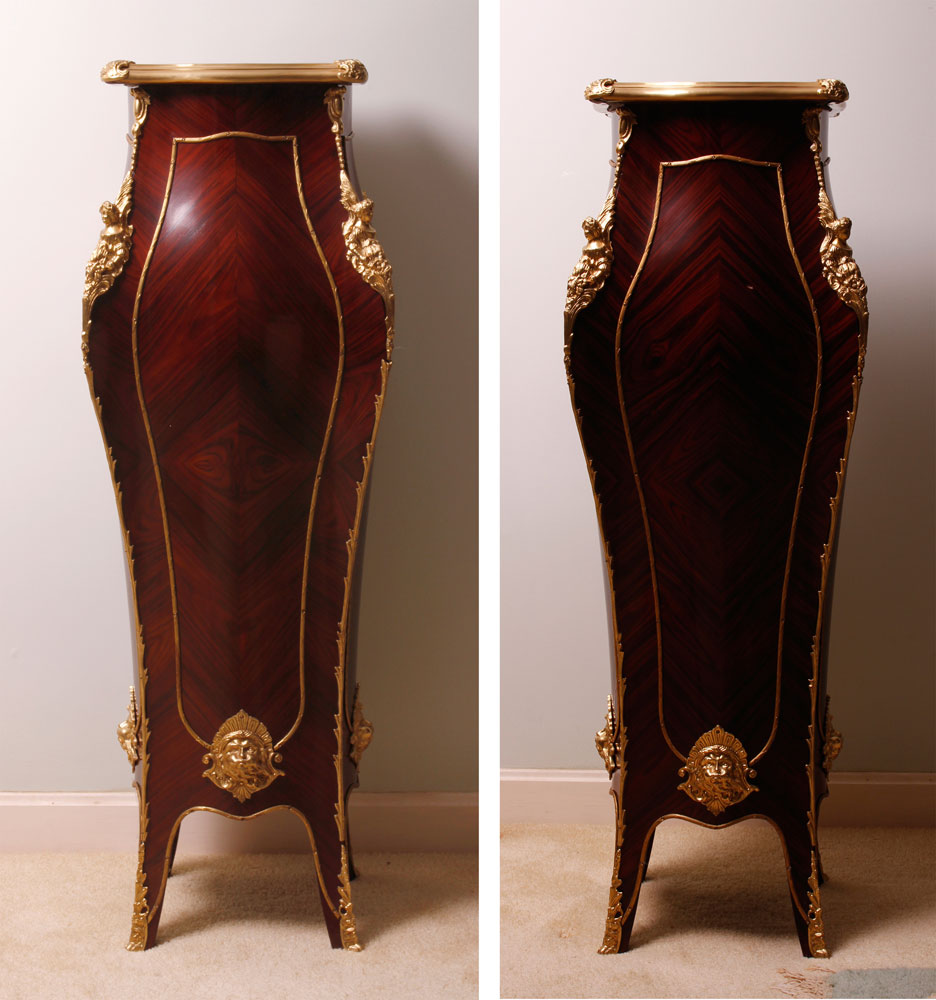 Appraisal: - Pair Louis XV XVI Style Marble Top Stands Louis