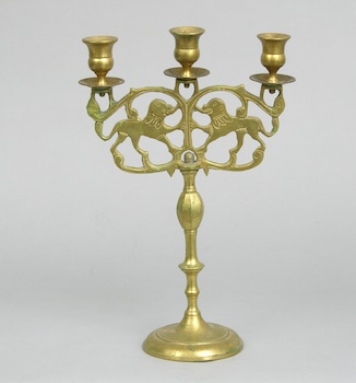 Appraisal: An English Brass Candelabrum An English brass candelabrum approx H