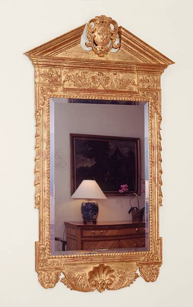 Appraisal: An exquisite George II style giltwood mirror The architrave crest