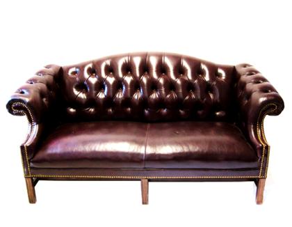 Appraisal: Chippendale-style tufted leather sofa th century